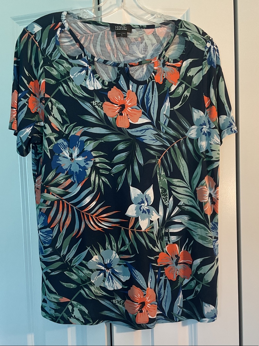 Venus Navy Tropical Floral Short Sleeve Tee